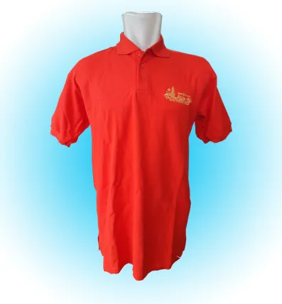 Polo Shirt Poloshirt CVC Merah (Bordir Gold) 1 lacoste_merah