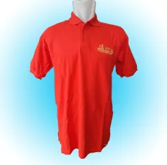 Poloshirt CVC Merah Bordir Gold